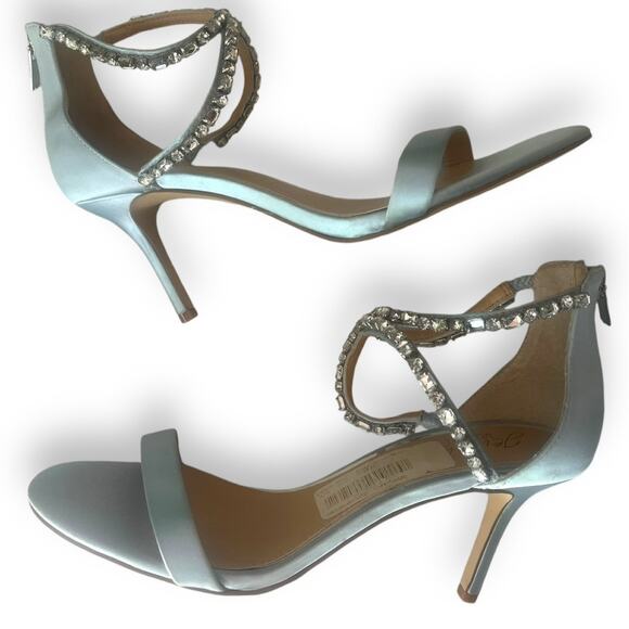 Jewel Badgley Mischka Women's Celine Heeled Sandal, Sky Blue | sz 9 *New w/ Flaw - Picture 4 of 16